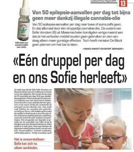 Met een beetje goede wil kunnen we de Vlaamse Sofie wel de Charlotte Figi (het meisje dat in de VS beroemd is geworden dankzij de naar haar vernoemde cbd-wietsoort Charlotte's Web) van de Lage Landen noemen. Haar zaak krijgt ruime aandacht in de Belgische media, zoals hier in Het Laatste Nieuws