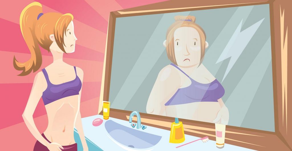 Mensen met anorexia hebben vaak last van een negatief en onrealistisch lichaamsbeeld, waardoor ze te weinig eten. Foto: movaliz, Shutterstock.com